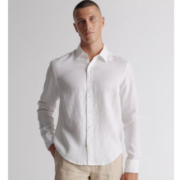 Quince 100% European Linen Relaxed Long Sleeve Shirt Button Down White Size L - Picture 1 of 14